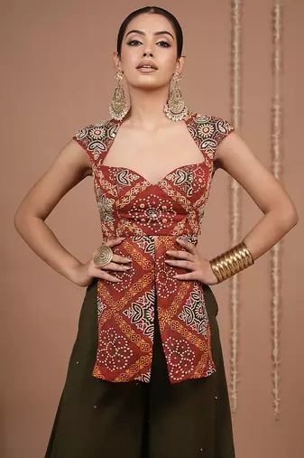 Red floral printed georgette kurta sets