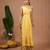 Yellow floral printed crepe pre draped saree