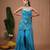 Blue embroidered crepe kurta set