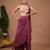 Purple plain crepe pre draped saree