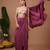 Purple plain crepe pre draped saree