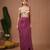 Purple plain crepe pre draped saree