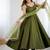 Green color pure roman silk mirror lace party wear gown