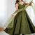Green pure roman silk mirror lace party wear gown