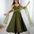 Green color pure roman silk mirror lace party wear gown