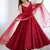Maroon pure roman silk mirror lace party wear gown