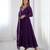 Purple color pure soft georgette embroidery work gown