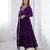 Purple pure soft georgette embroidery work gown