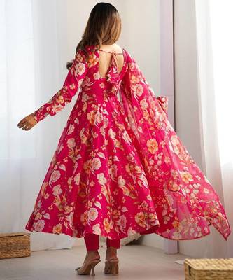 Multi pure soft organza silk digital print party wear gown 2