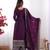 Wine color pure chinnon silk embroidery work functional wear salwar suit