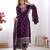 Wine color pure chinnon silk embroidery work functional wear salwar suit