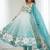 Aquablue color soft organza silk digital print party wear gown