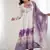 Violet soft organza silk digital print party wear gown