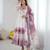 Onion color soft organza silk digital print party wear gown