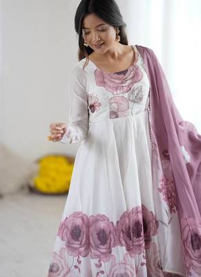 Onion soft organza silk digital print party wear gown 4