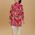 Red rayon woven printed kurta and pant set