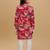 Red rayon woven printed kurta and pant set