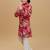 Red rayon woven printed kurta and pant set