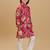 Red rayon woven printed kurta and pant set