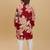 Maroon rayon woven floral printed kurta and pant set