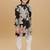 Black rayon woven floral printed kurta and pant set