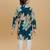 Teal rayon woven floral printed kurta and pant set