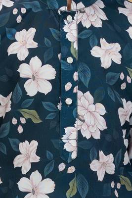 Green cotton blend woven floral printed kurta and pant set 5