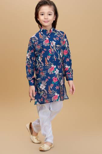 Inkblue cotton blend woven floral printed kurta and pant set