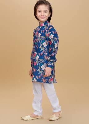 Inkblue cotton blend woven floral printed kurta and pant set 3