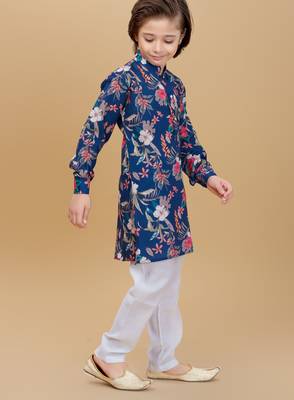 Inkblue cotton blend woven floral printed kurta and pant set 4