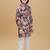 Olive green cotton blend woven floral printed kurta and pant set