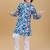 Teal cotton blend woven floral printed kurta and pant set