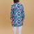 Teal cotton blend woven floral printed kurta and pant set