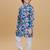 Teal cotton blend woven floral printed kurta and pant set