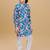 Teal cotton blend woven floral printed kurta and pant set