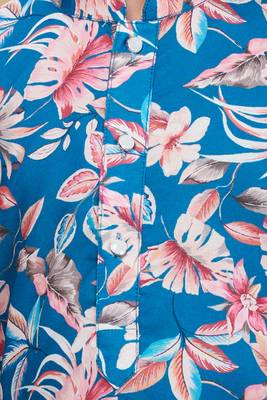 Teal cotton blend woven floral printed kurta and pant set 5