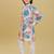 Beige cotton blend woven floral printed kurta and pant set