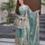 Teal color fendy satin silk embroidery work party wear salwar suit