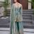 Teal color fendy satin silk embroidery work party wear salwar suit