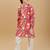 Red cotton blend woven floral printed kurta and pant set