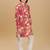 Red cotton blend woven floral printed kurta and pant set