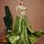 Green plain velvet lehenga