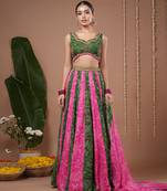 Green Floral Printed georgette lehenga