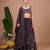 Dark Purple Floral Printed crepe lehenga