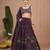 Dark Purple Floral Printed crepe lehenga