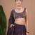 Dark Purple Floral Printed crepe lehenga