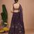 Dark Purple Floral Printed crepe lehenga