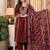 Aaysa women embroidered red kurta set with printed dupatta