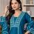 Aaysa women embroidered blue kurta set with printed dupatta