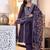 Aaysa women embroidered purple kurta set with printed dupatta